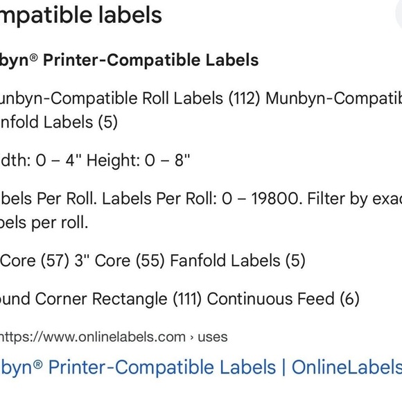 1000/Roll 2.25"x1.25" Direct Thermal Labels SKU Label Zebra Munbyn 1 roll - Picture 4 of 8